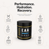 Elevate Supplements NI Essential Amino Acids and Electrolytes 450g container with scoop, for muscle recovery and hydration.